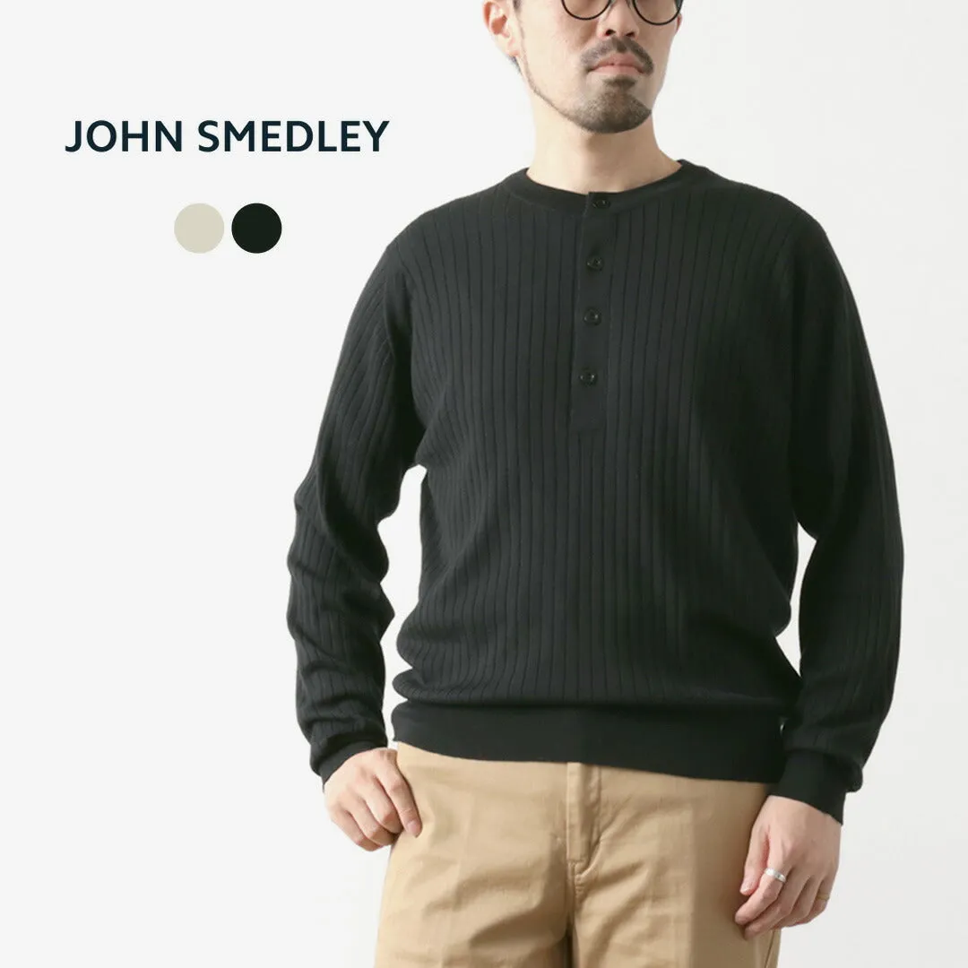 JOHN SMEDLEY / A4713 30G Henry Neck Ribbed Sweater