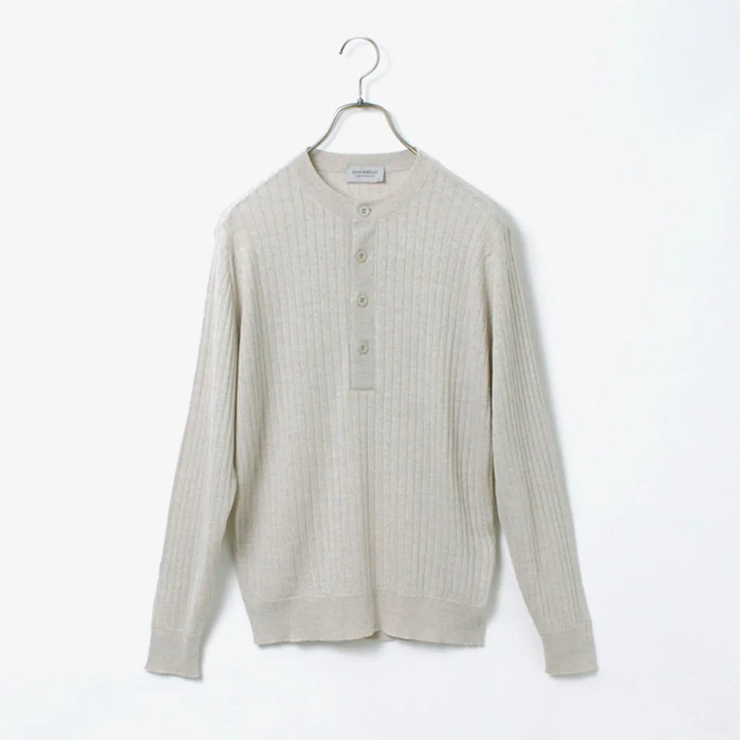 JOHN SMEDLEY / A4713 30G Henry Neck Ribbed Sweater