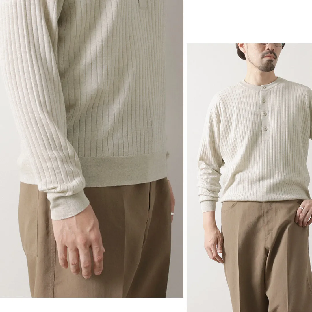 JOHN SMEDLEY / A4713 30G Henry Neck Ribbed Sweater