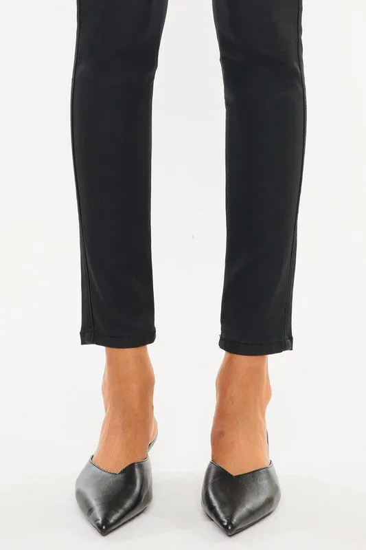 Kan Can High Rise Black Coated Ankle Skinny Jean