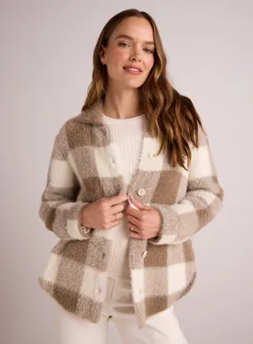 Knitted Fuzzy Shacket - Ivory & Fawn