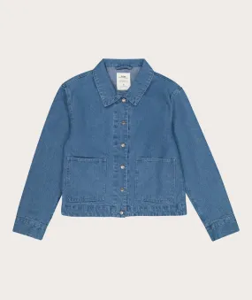 Ladies Cropped Denim Shacket - Indigo