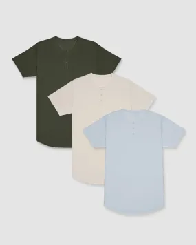 Limitless Short Sleeve Henley Drop-Cut - Custom 3 Pack