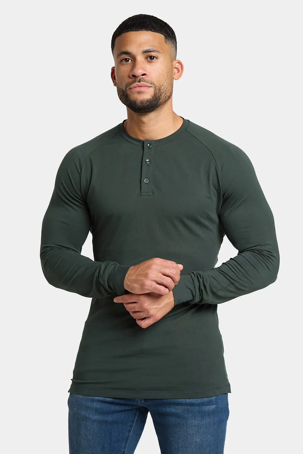 Long Sleeve Everyday Henley T-Shirt in Dark Forest