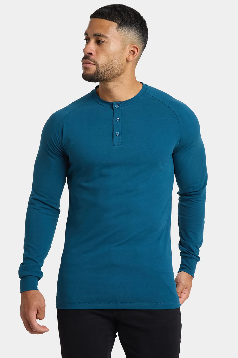 Long Sleeve Everyday Henley T-Shirt in Teal