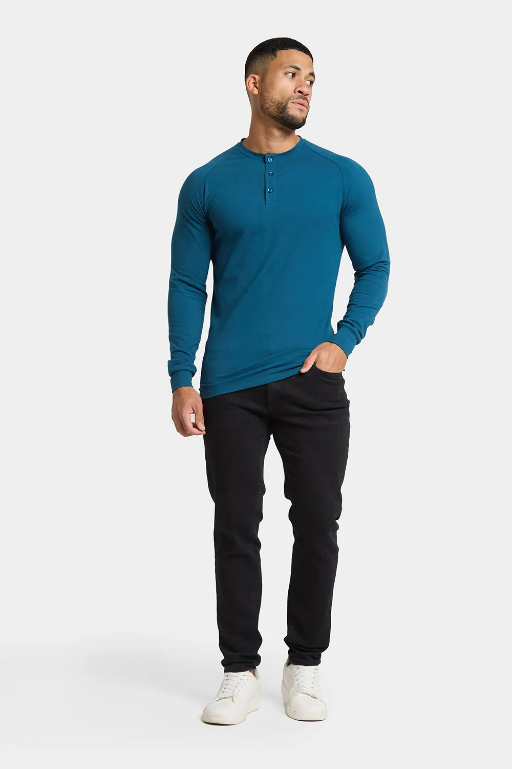 Long Sleeve Everyday Henley T-Shirt in Teal