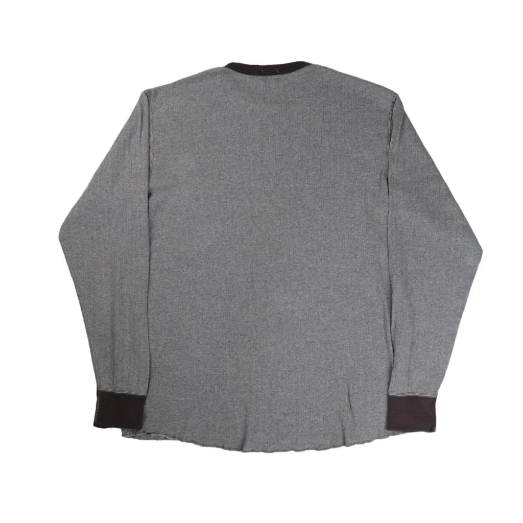 Loop & Weft Smooth Drop Needle Rib Knit L/S Henley (2-Tone Gray)