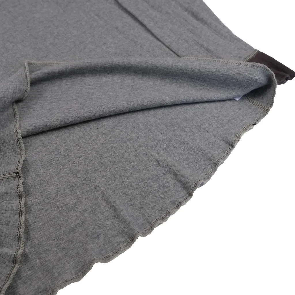 Loop & Weft Smooth Drop Needle Rib Knit L/S Henley (2-Tone Gray)