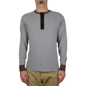 Loop & Weft Smooth Drop Needle Rib Knit L/S Henley (2-Tone Gray)