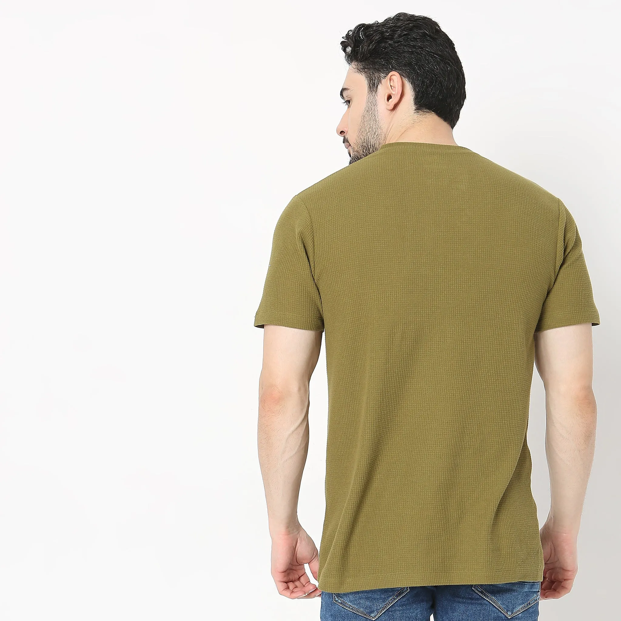 Lumberjackᵘˣ Henley in Micro Waffle Structured Fabric - Warm Feeling for Comfort Regular Solid  Sweat Tee