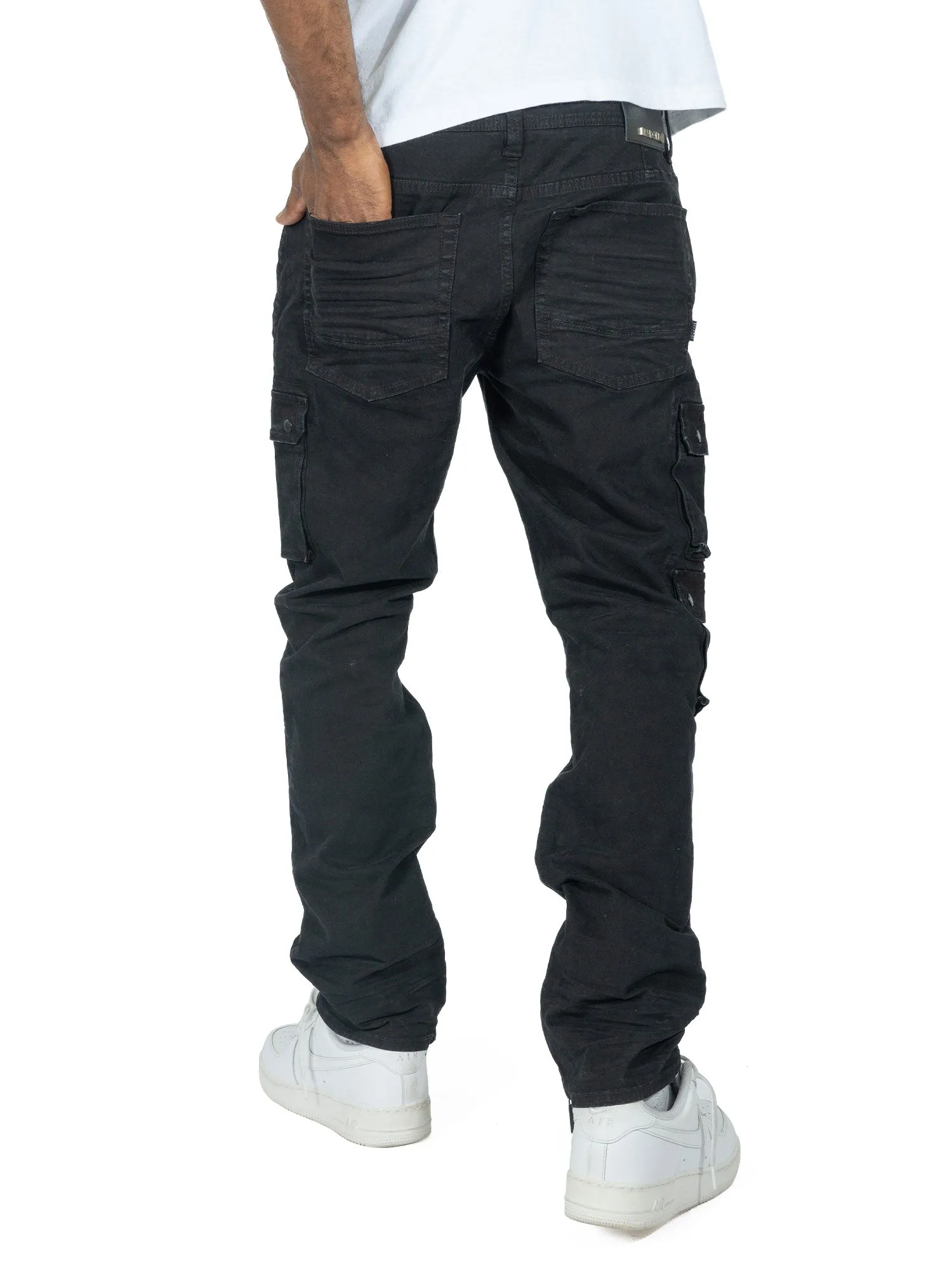 M1737 Berteli Acid Cargo Pants - Black