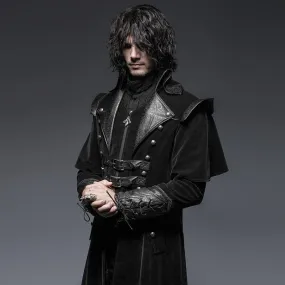 Men's Black Gothic Ghost Clock Overcoat