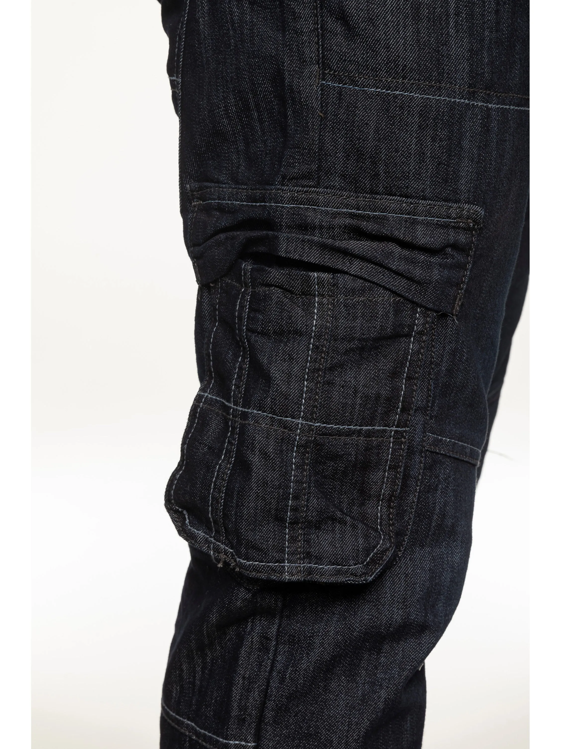 Mens Dark Blue Combat Denim Jeans | Enzo Designer Menswear