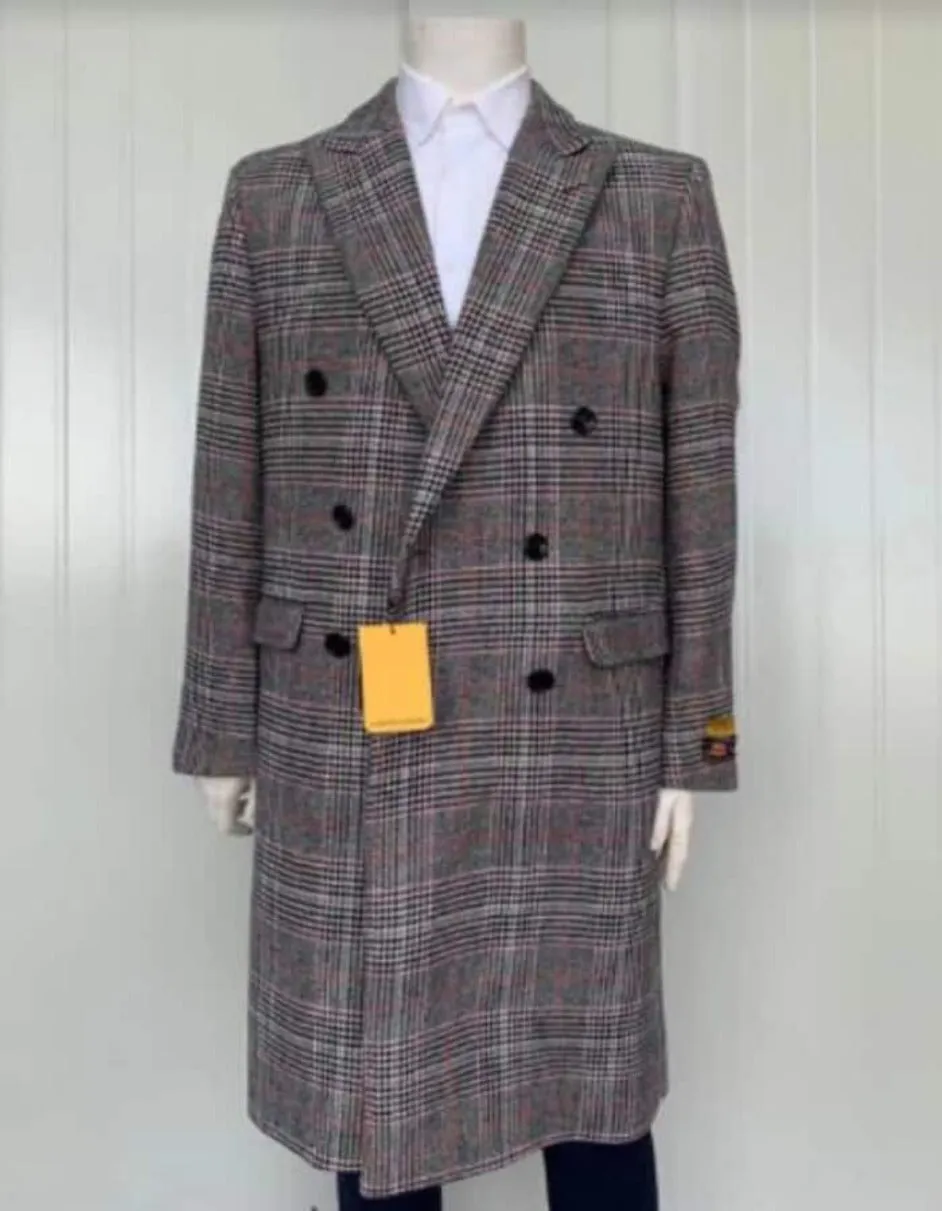 Mens Overcoat - Topcoat For Men - Winter Fabric - Mens Full Length Wool and Cashmere Overcoat - Winter Topcoats - Multi Coat