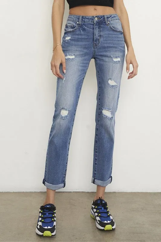 *Mid Rise Slim Boyfriend Jeans