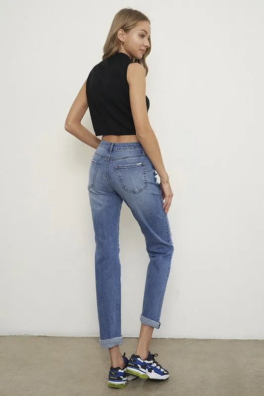 *Mid Rise Slim Boyfriend Jeans