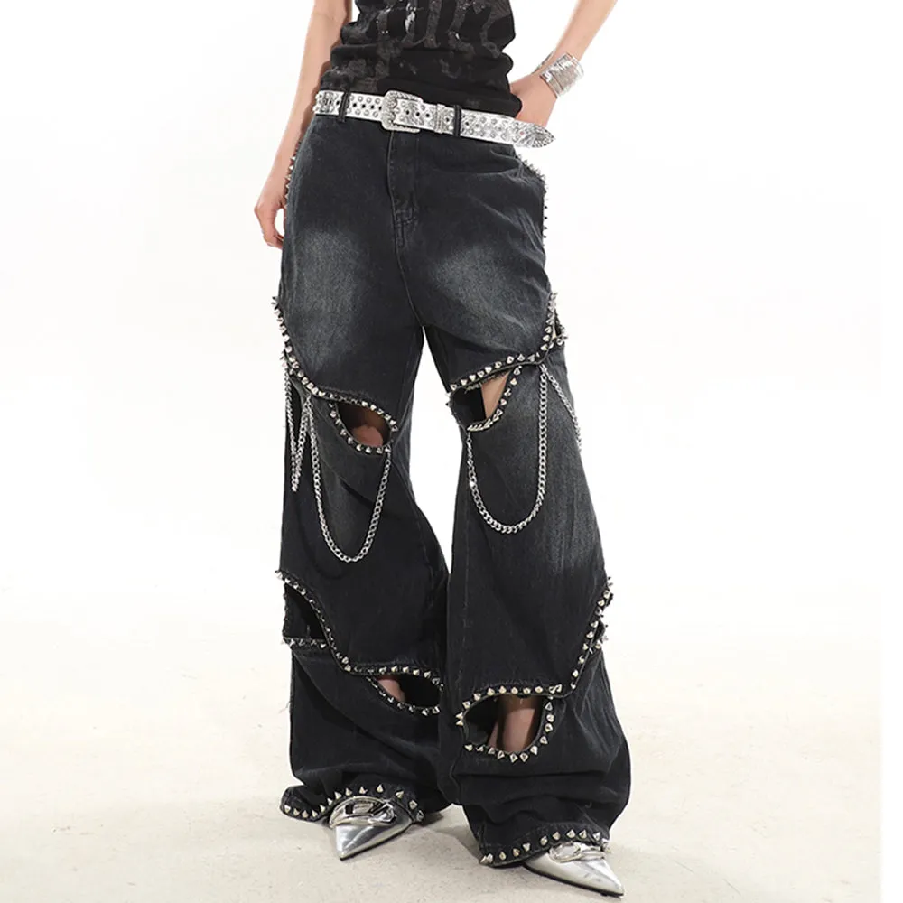 Model Behavior Chain Ripped Jeans