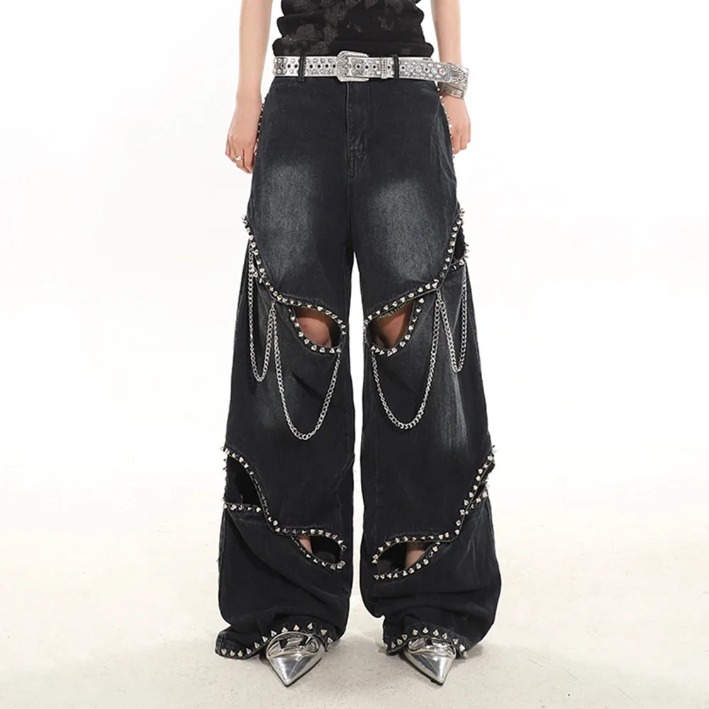 Model Behavior Chain Ripped Jeans