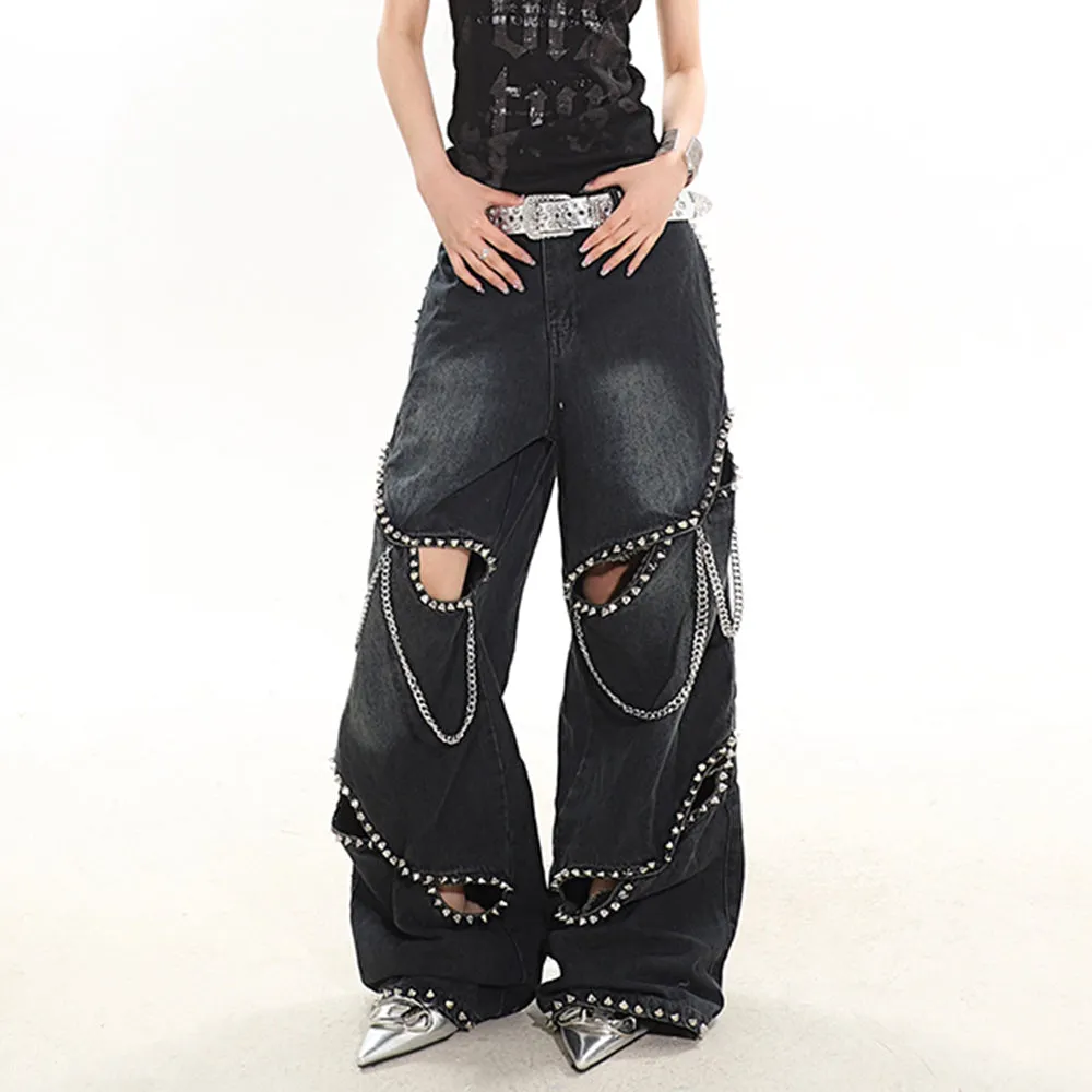 Model Behavior Chain Ripped Jeans