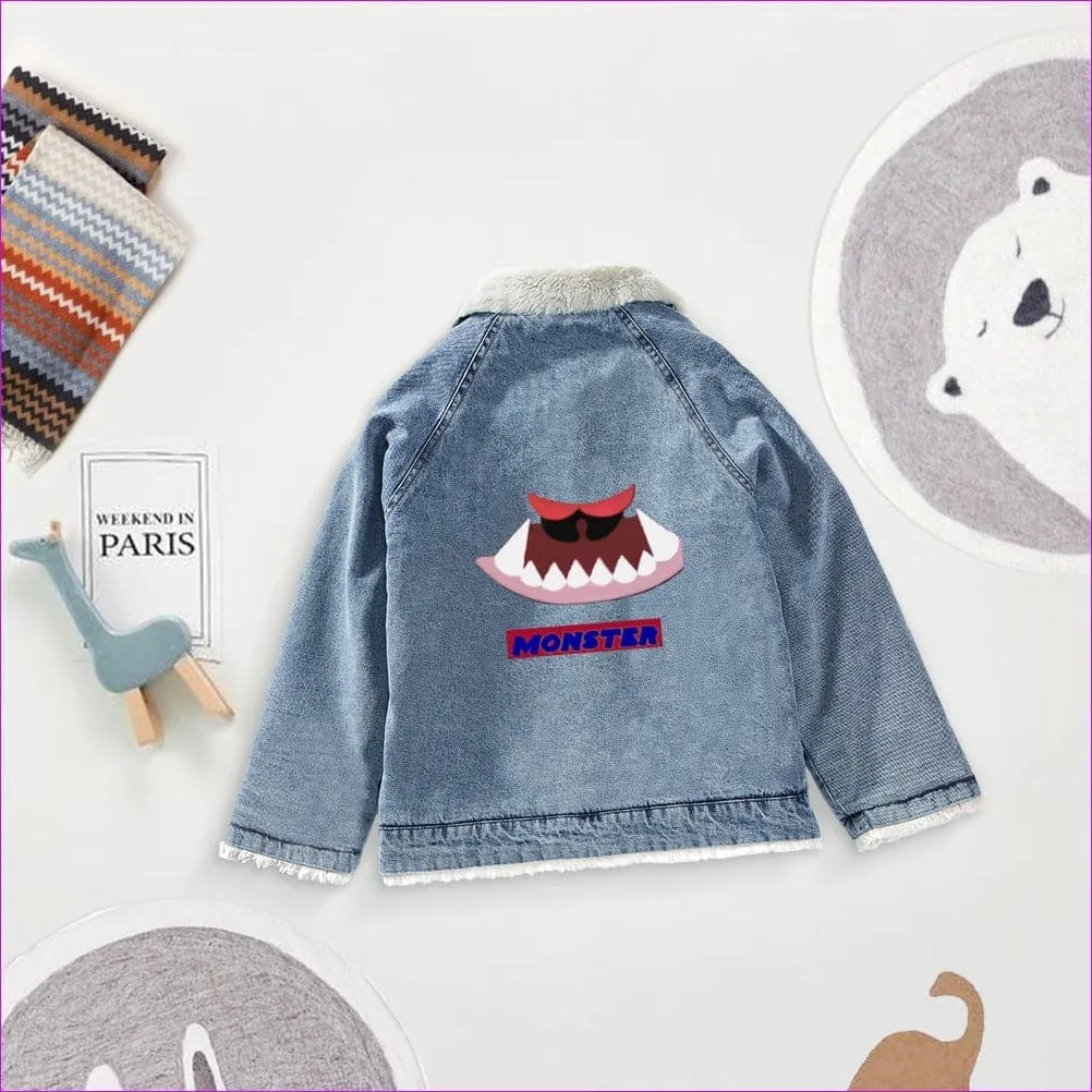 Monster Kids Faux Rabbit Denim Jacket