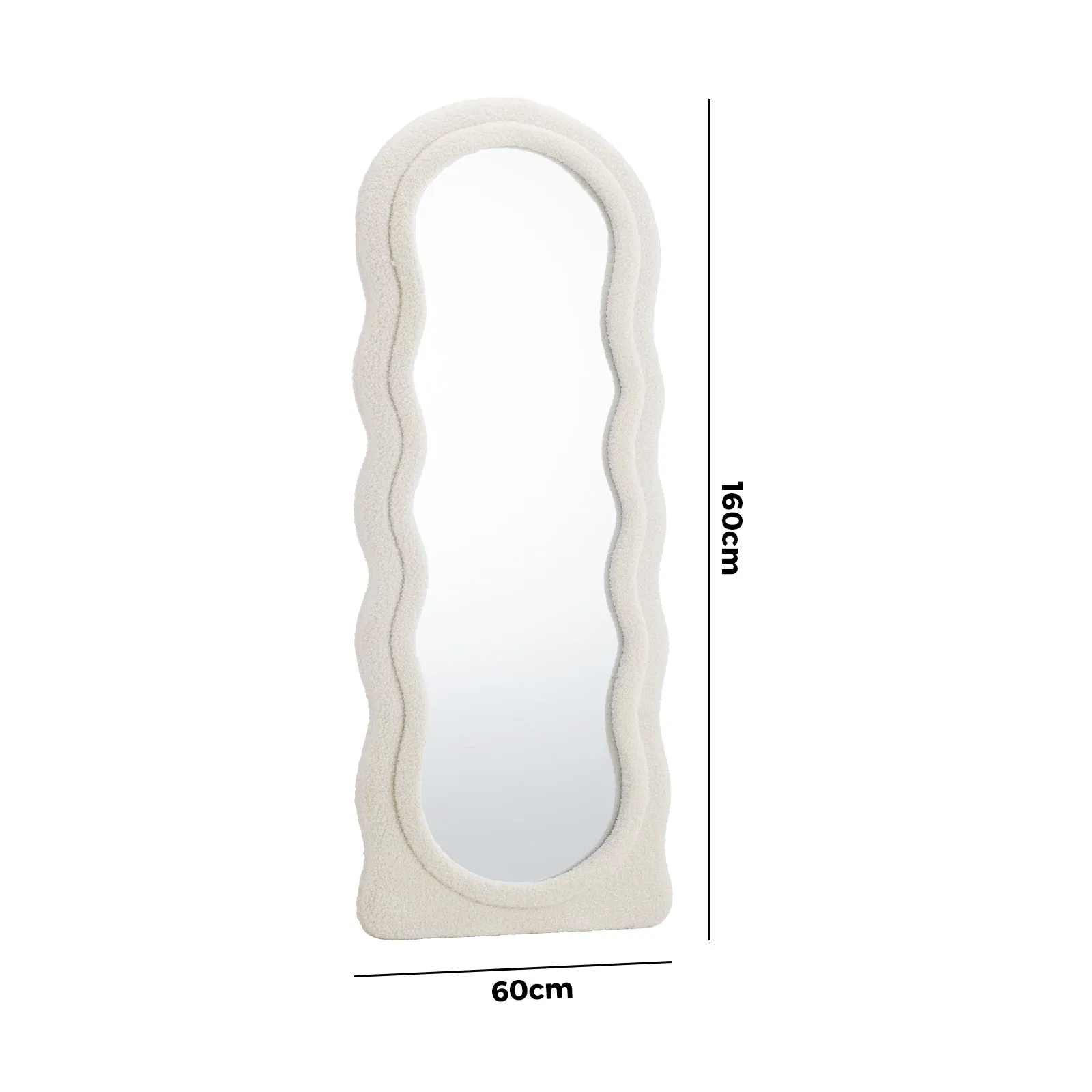 Oikiture Full Length Mirror 160cm Boucle Floor Standing Mirrors Dressing Makeup