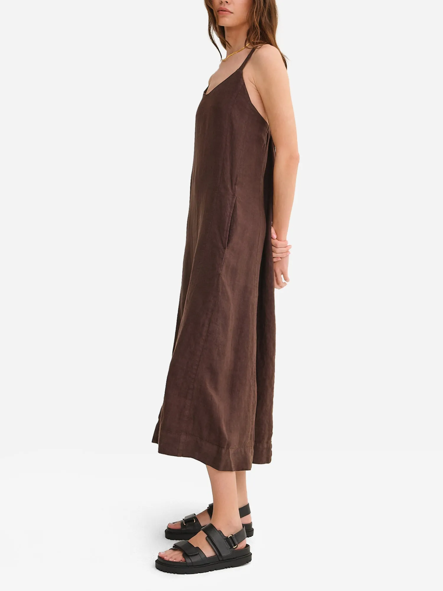 Organic Linen Tie Back Maxi Dress