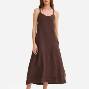 Organic Linen Tie Back Maxi Dress