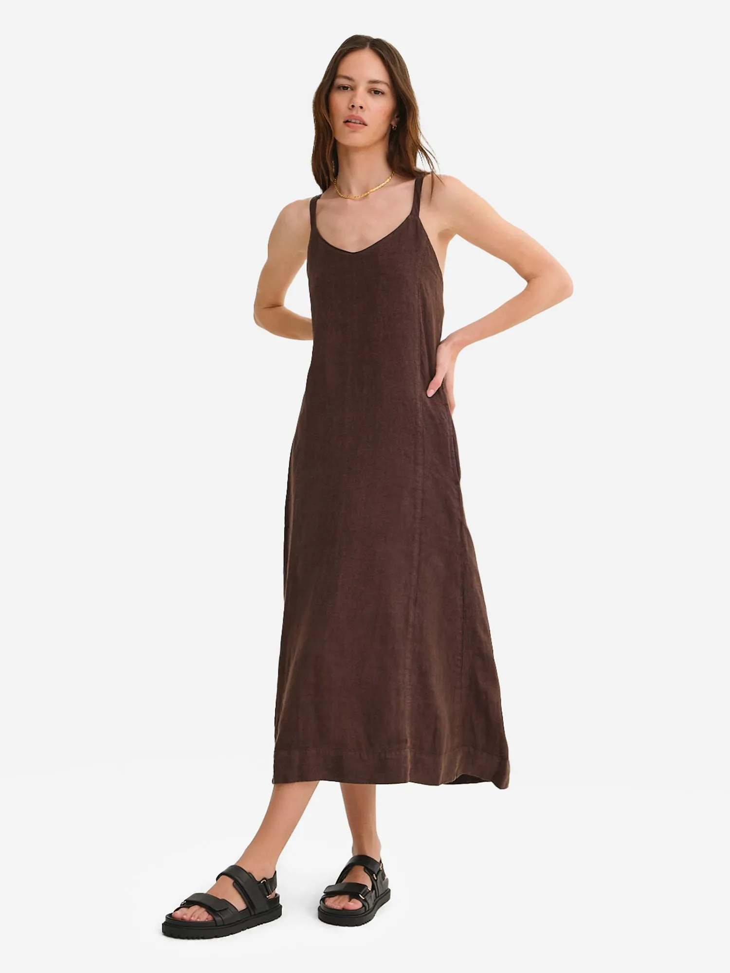 Organic Linen Tie Back Maxi Dress