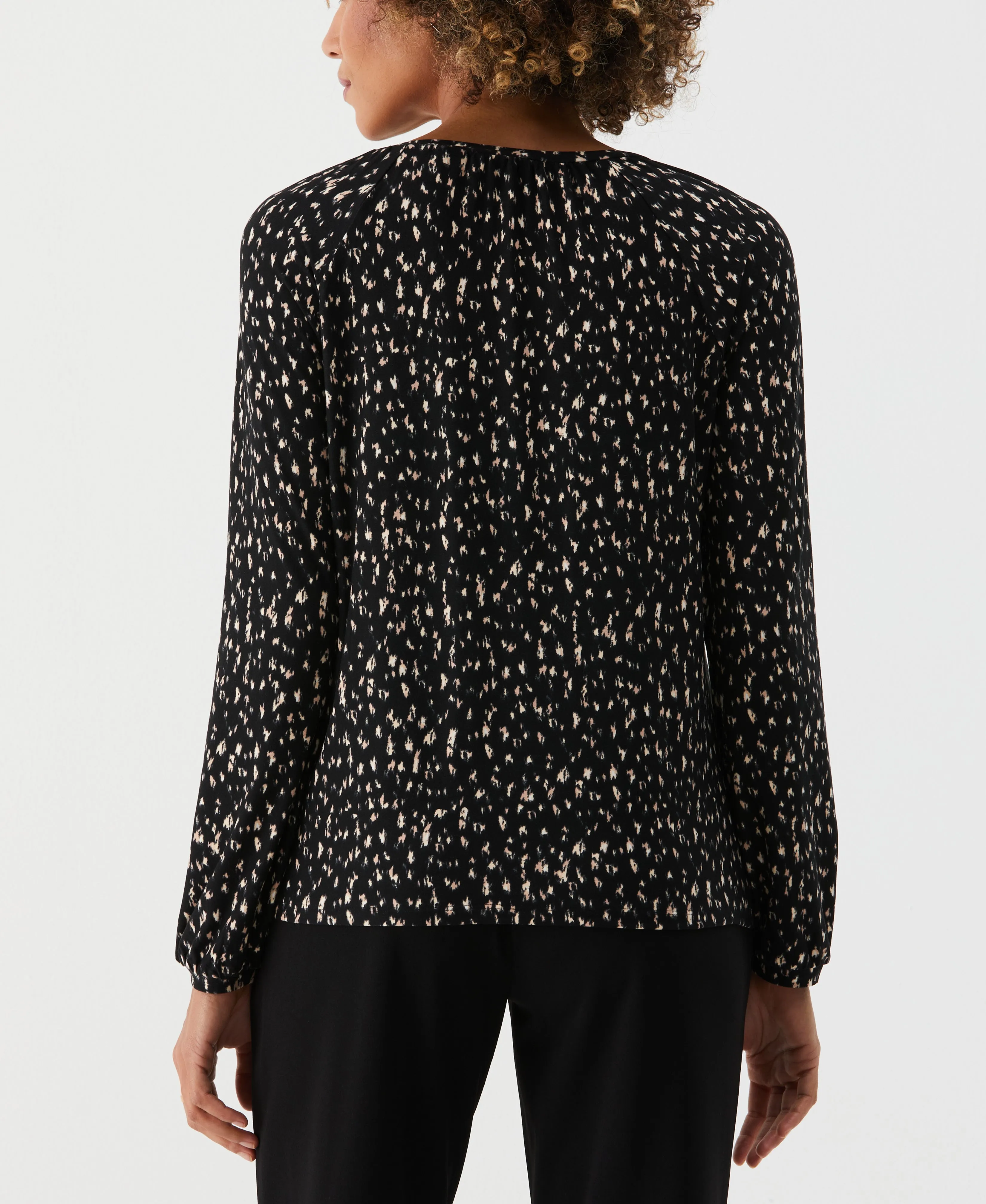 Petite Animal Print Jersey Henley Top