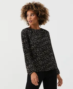 Petite Animal Print Jersey Henley Top