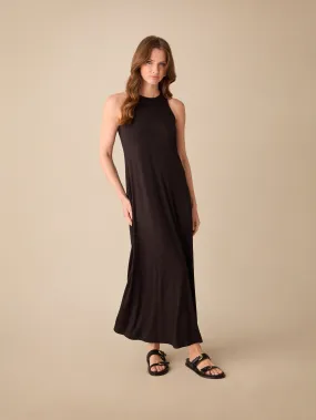 Petite Black Jersey Racer Maxi Dress