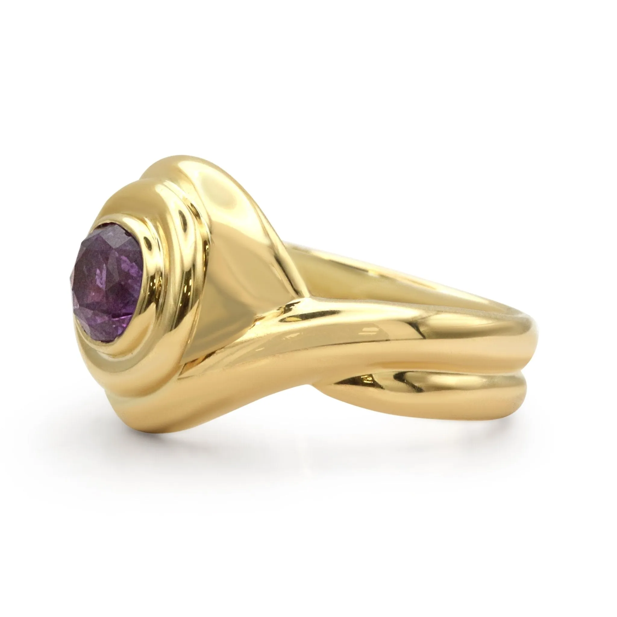 Pink Sapphire Dress Ring -  Hallmarked Edinburgh 18ct Yellow Gold