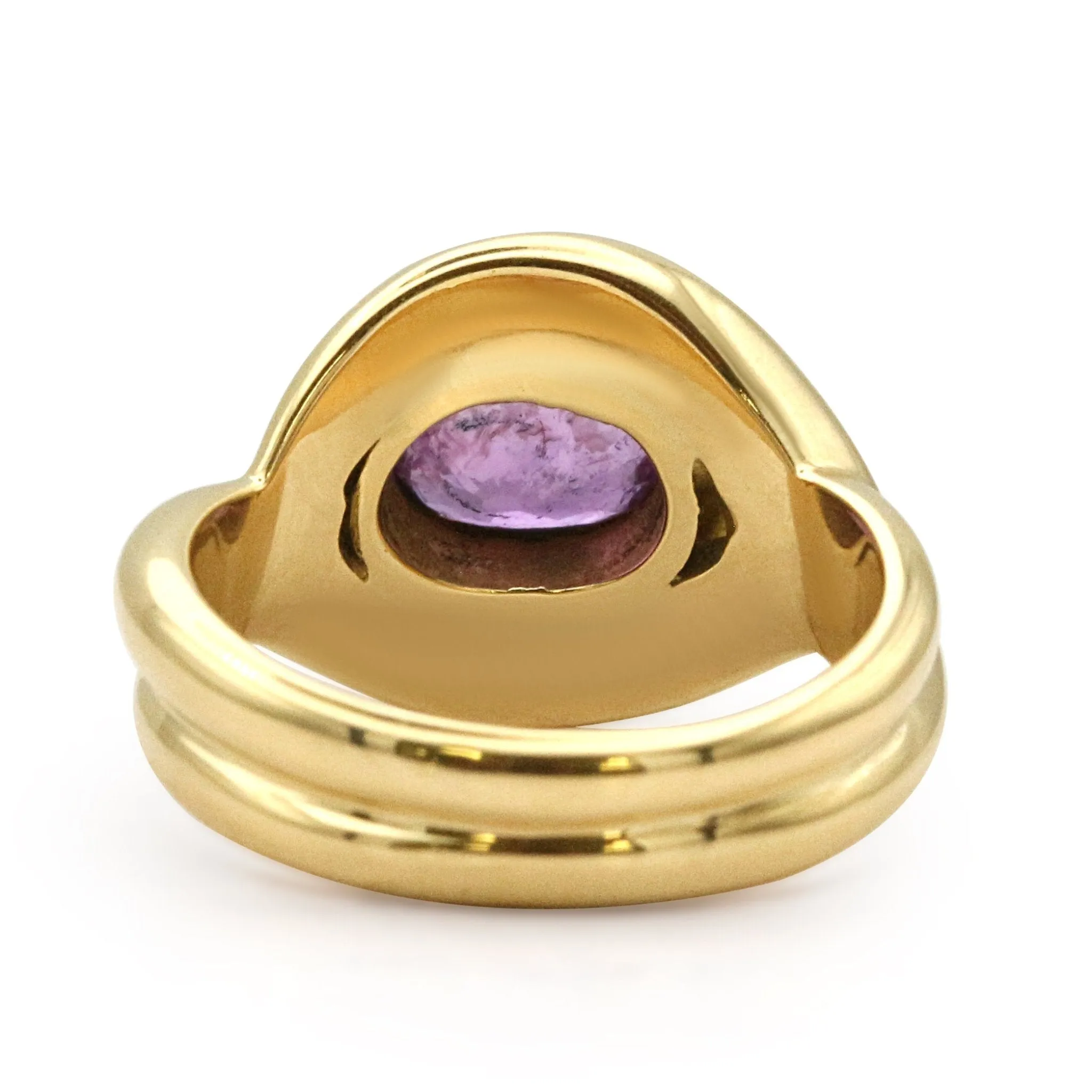 Pink Sapphire Dress Ring -  Hallmarked Edinburgh 18ct Yellow Gold