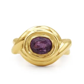 Pink Sapphire Dress Ring -  Hallmarked Edinburgh 18ct Yellow Gold