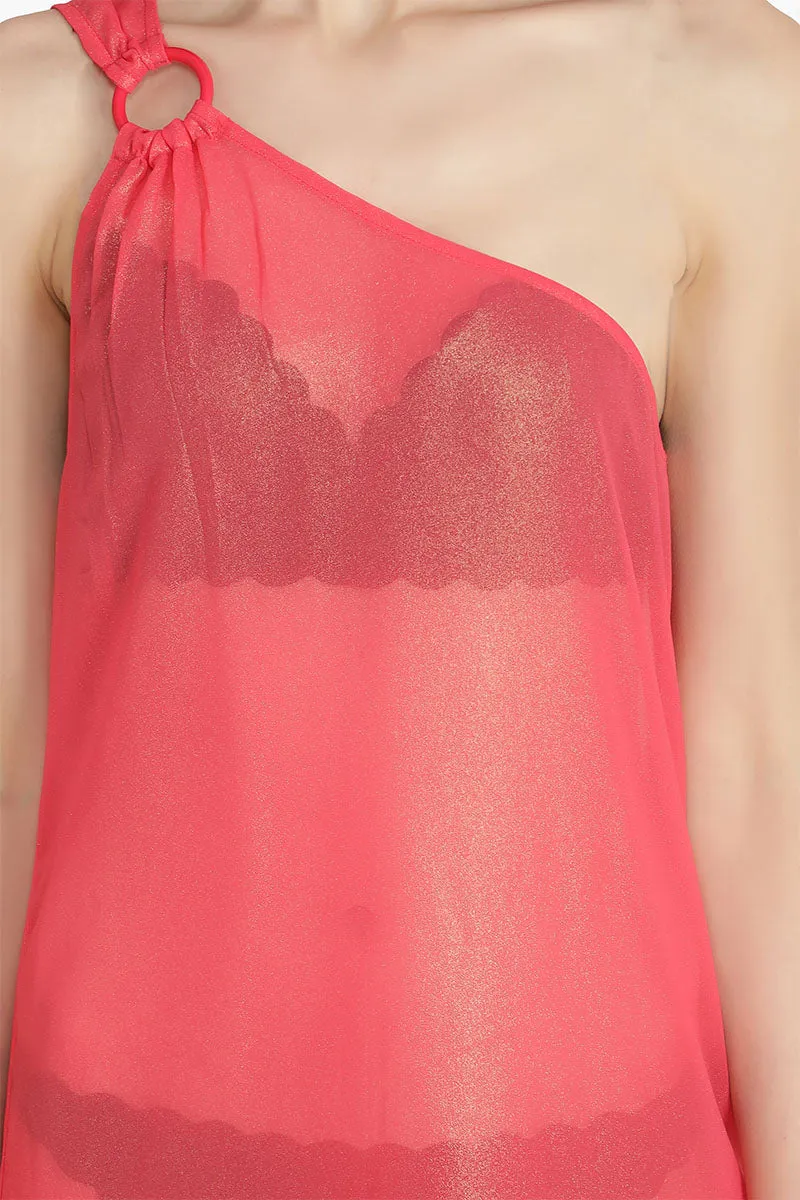 Pink Shimmer Sheer Cover-Up Dress