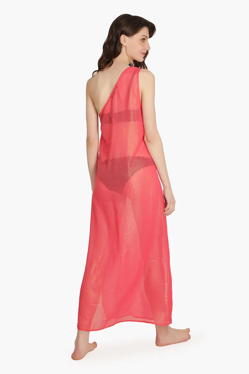 Pink Shimmer Sheer Cover-Up Dress