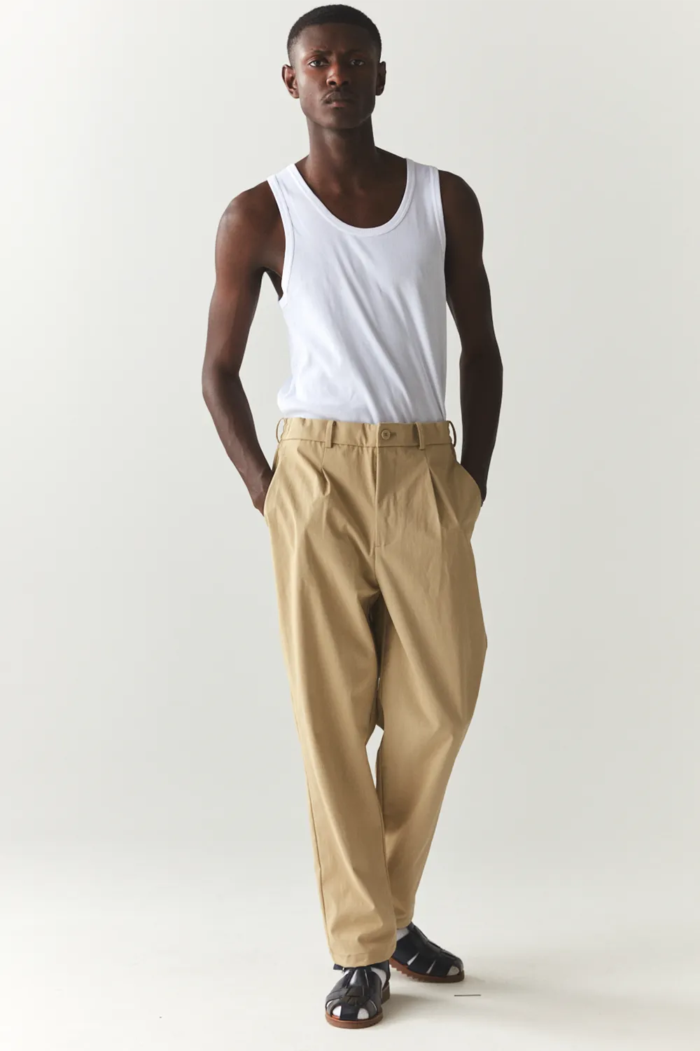 PLEATED WETPANT SS'24 ALMOND