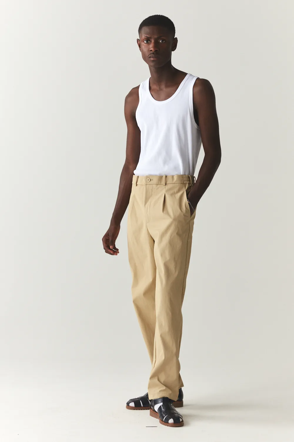 PLEATED WETPANT SS'24 ALMOND