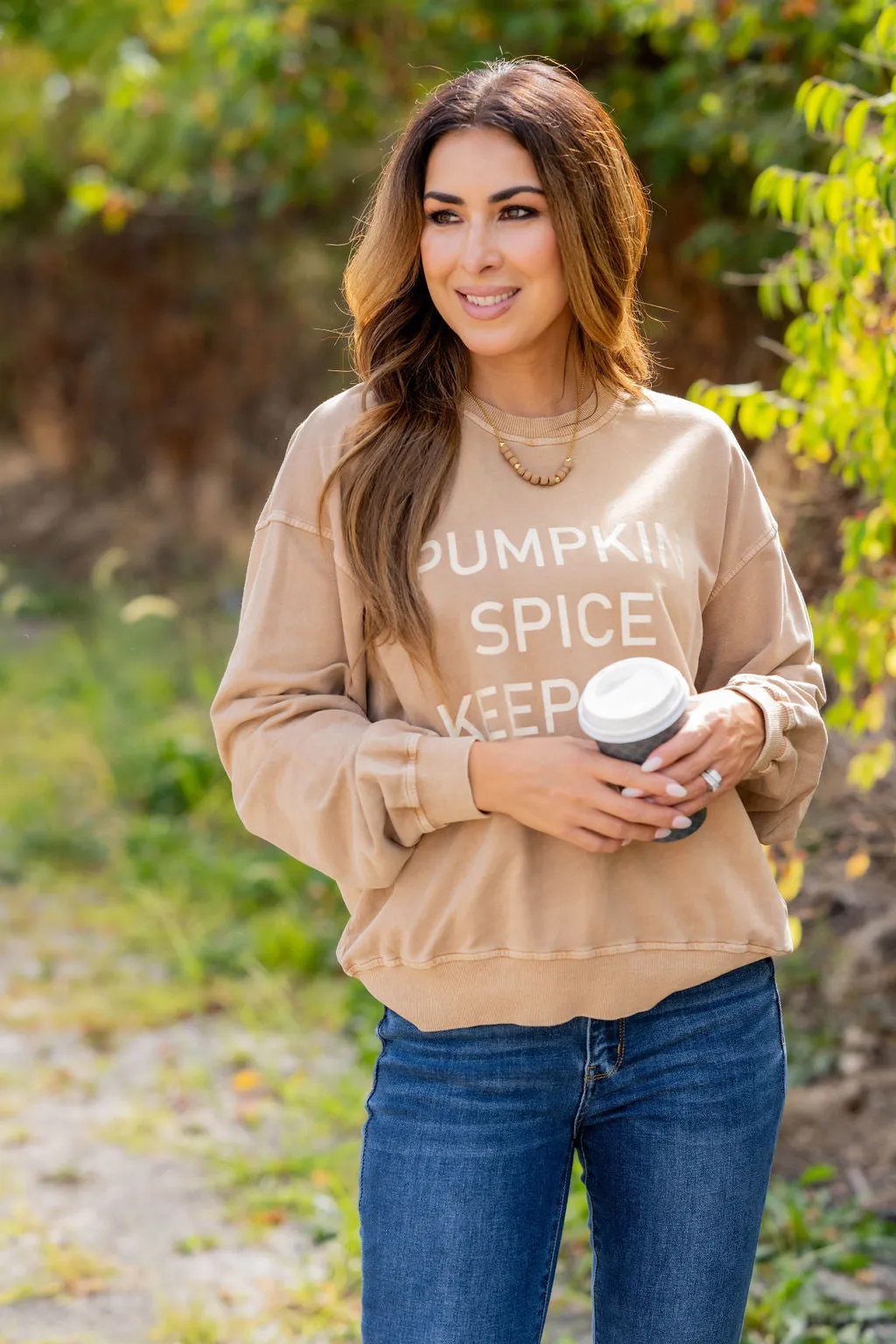 Pumpkin Spice Keeps Me Nice Graphic Crewneck