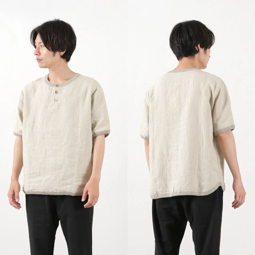 RE MADE IN TOKYO JAPAN / French Linen Henley Neck T-Shirt