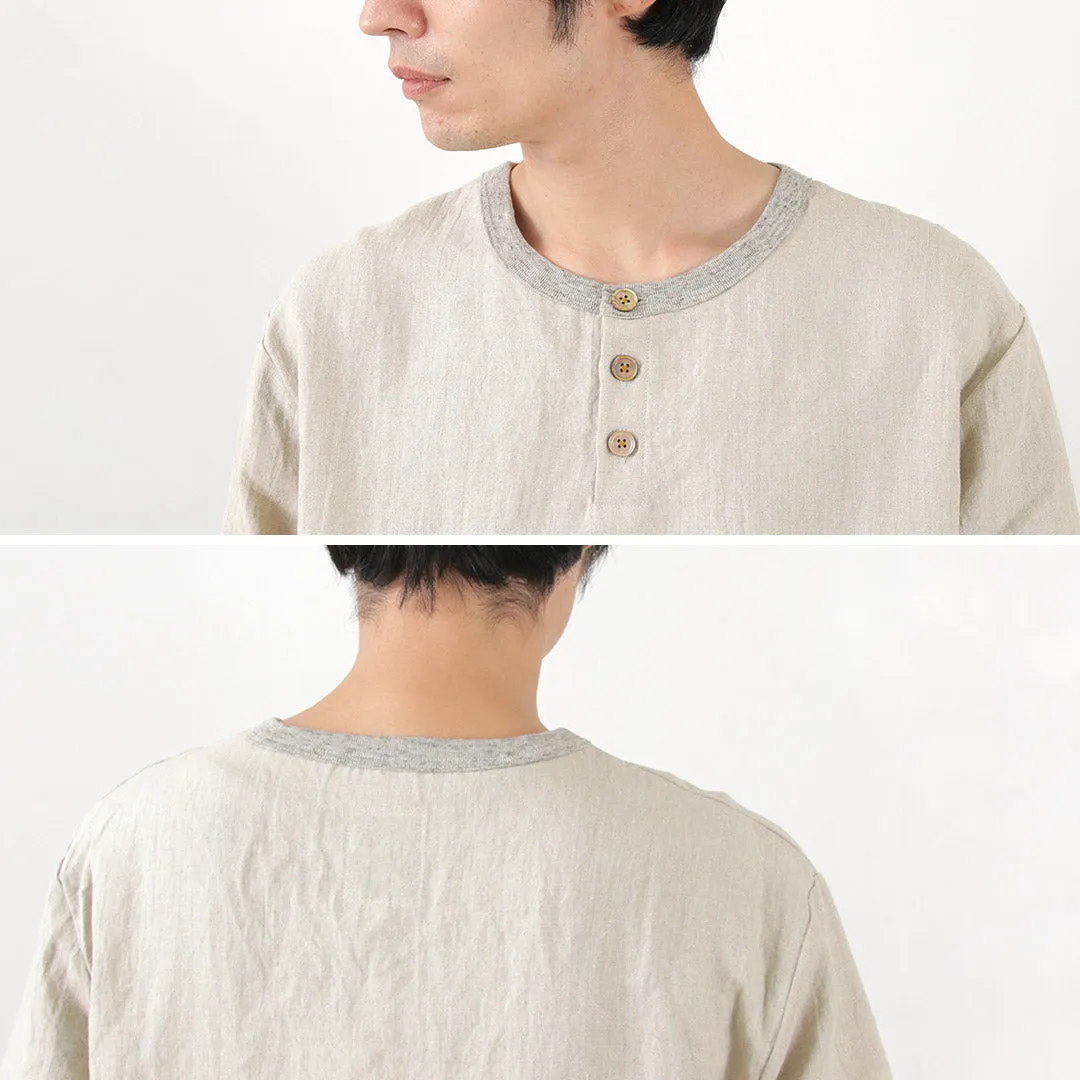 RE MADE IN TOKYO JAPAN / French Linen Henley Neck T-Shirt