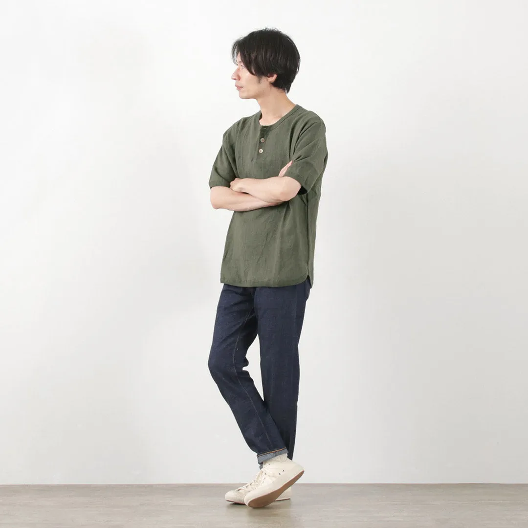 RE MADE IN TOKYO JAPAN / French Linen Henley Neck T-Shirt