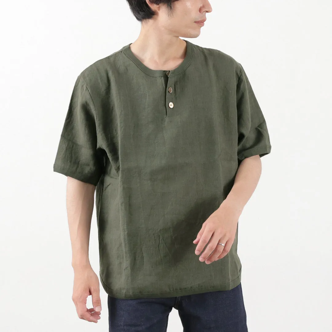 RE MADE IN TOKYO JAPAN / French Linen Henley Neck T-Shirt