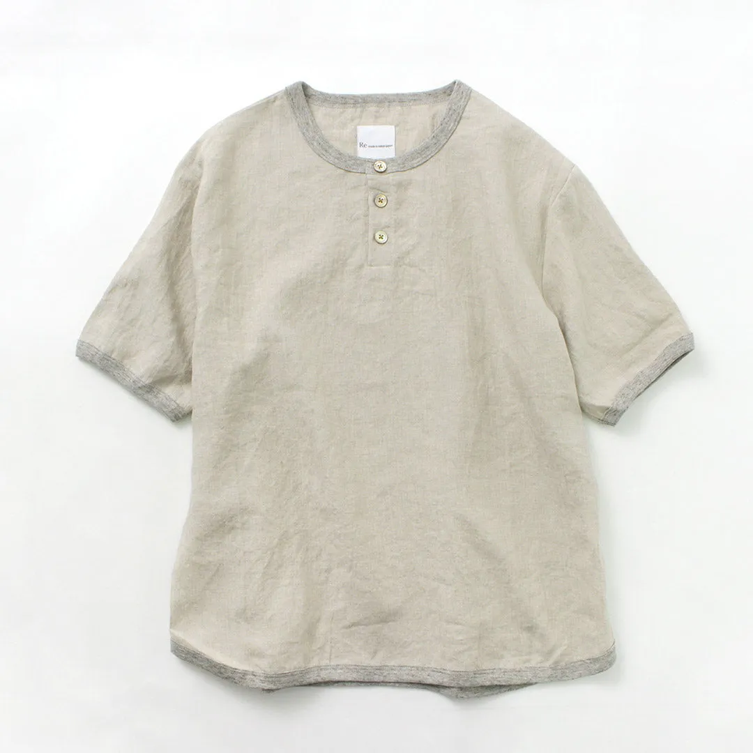 RE MADE IN TOKYO JAPAN / French Linen Henley Neck T-Shirt