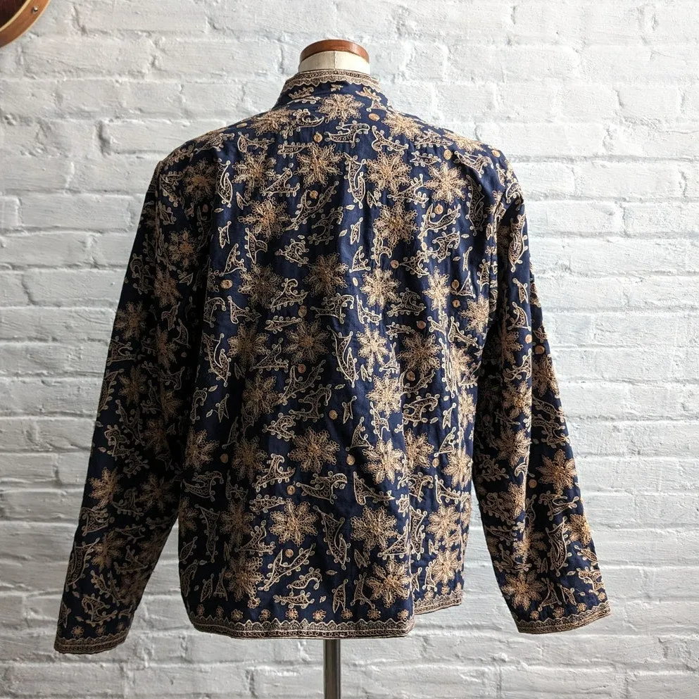 Retro 70s Floral Tapestry Blazer Chic Dark Academia Whimsygoth Shacket Jacket