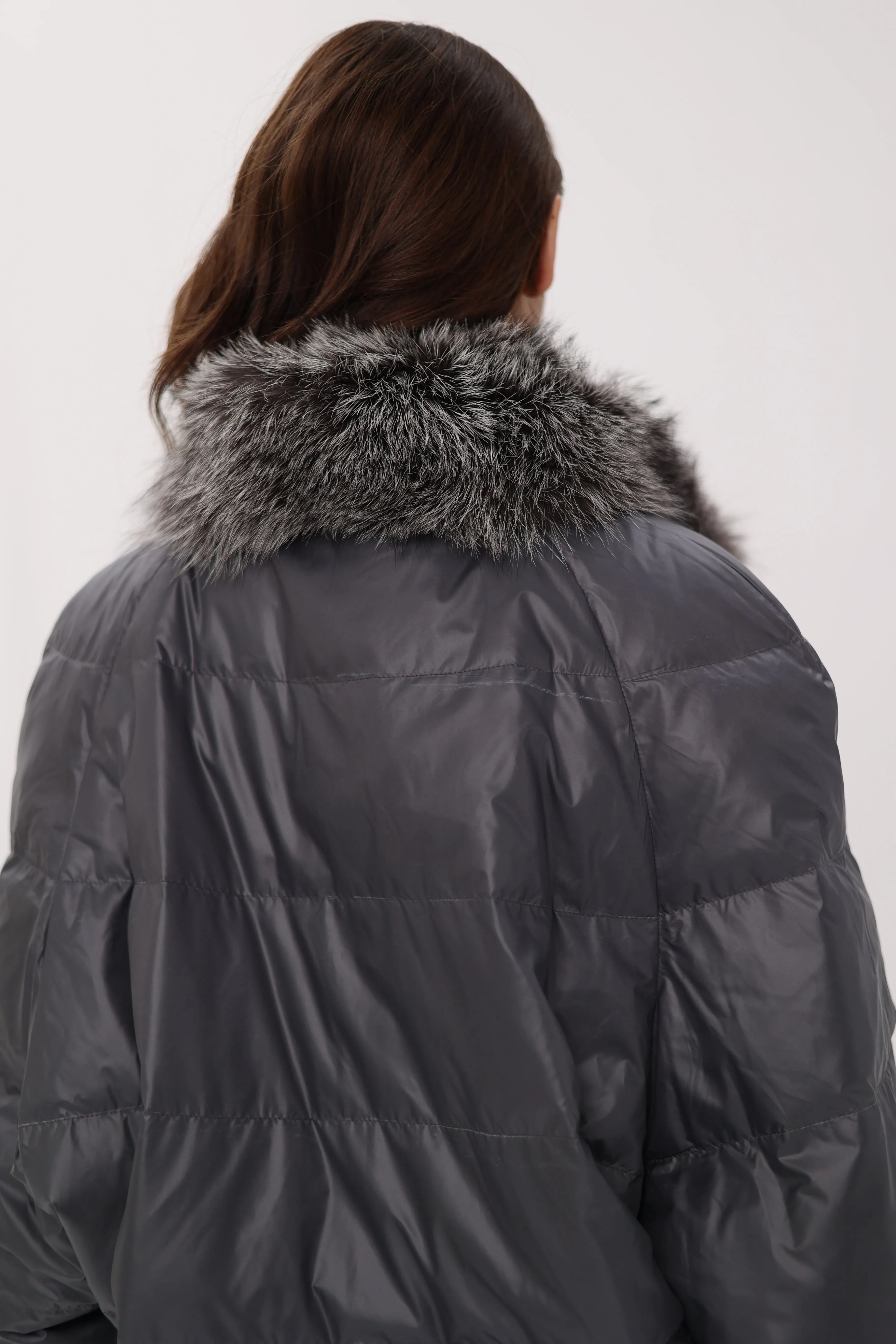 Reversible Genuine Silver Fox  Down Fill Coat