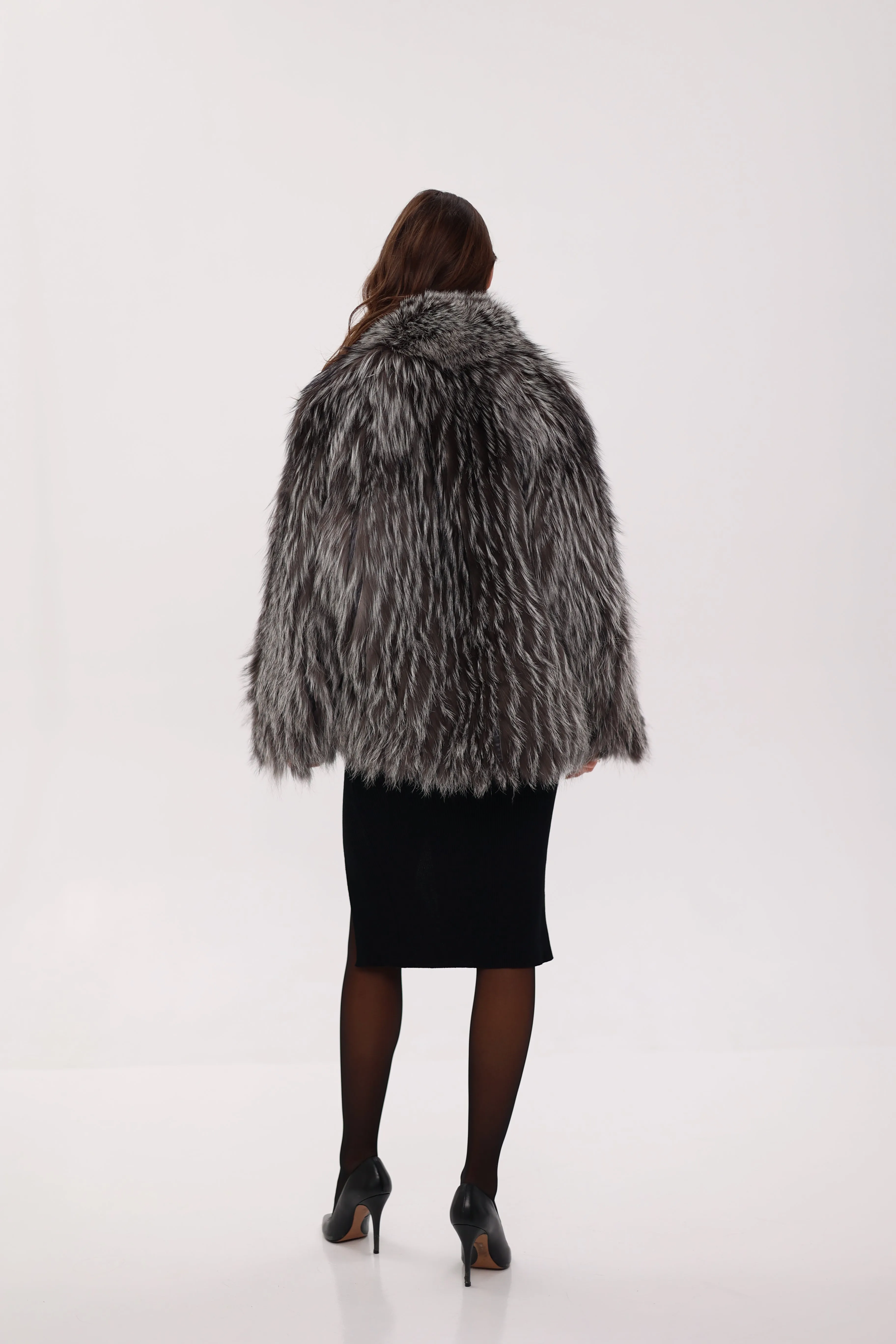 Reversible Genuine Silver Fox  Down Fill Coat