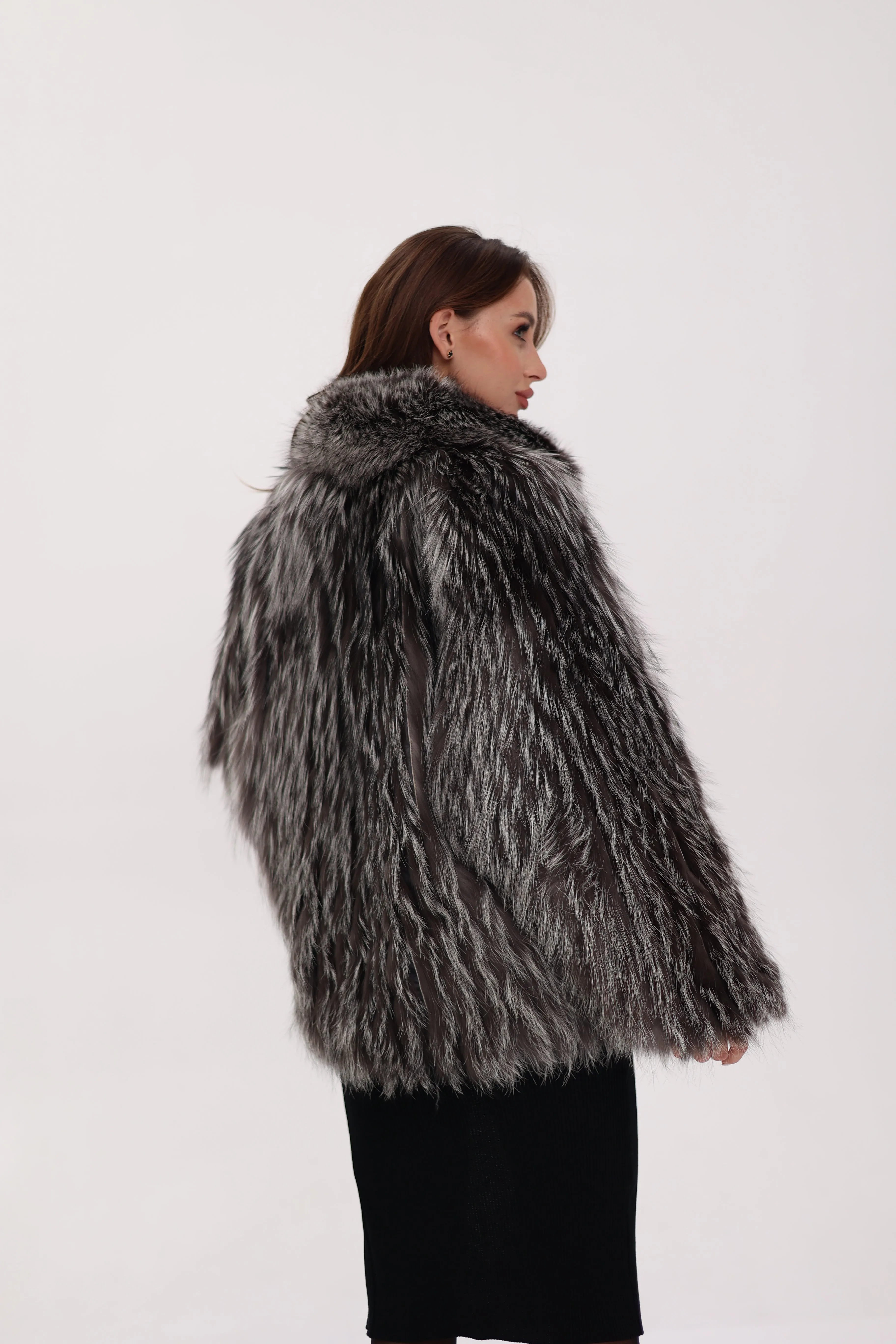 Reversible Genuine Silver Fox  Down Fill Coat