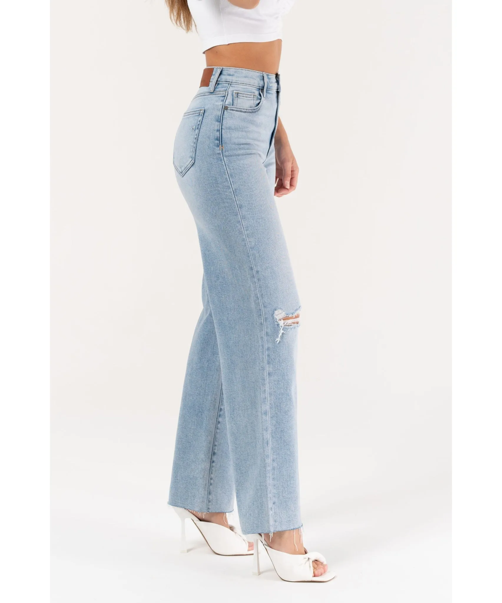 Ripped High Waist Dad Jeans