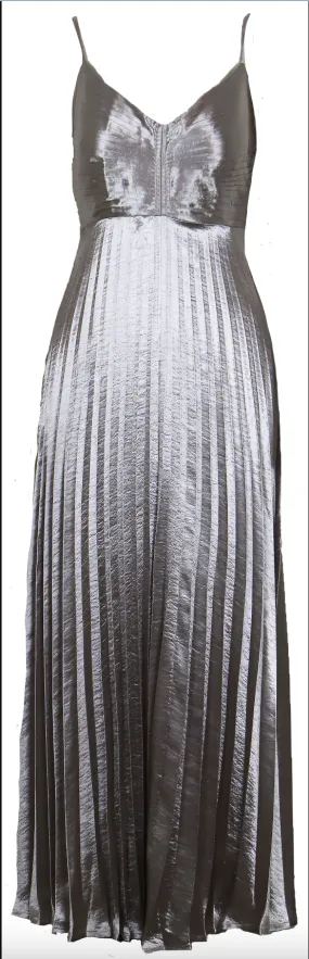 Rose Pleated Pewter Dress